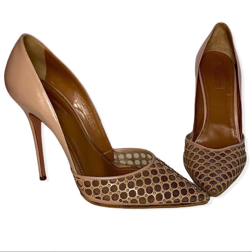 AQUAZZURA 'D'ORSAY' STUDDED PUMPS